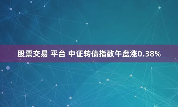 股票交易 平台 中证转债指数午盘涨0.38%