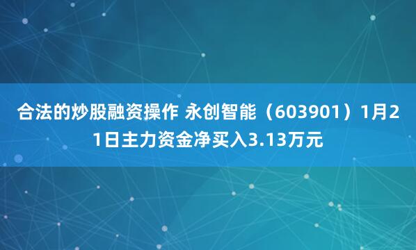 合法的炒股融资操作 永创智能（603901）1月21日主力资金净买入3.13万元