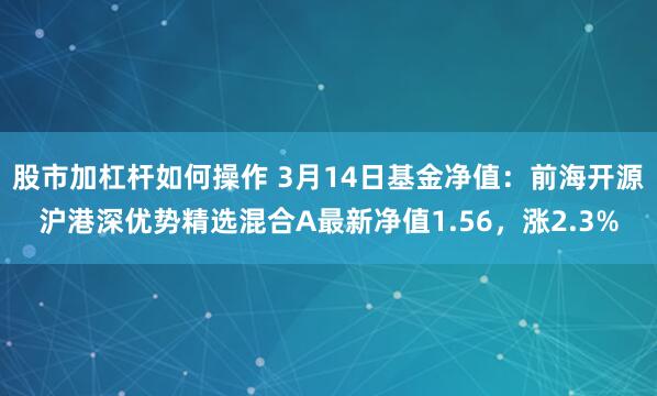 股市加杠杆如何操作 3月14日基金净值：前海开源沪港深优势精选混合A最新净值1.56，涨2.3%